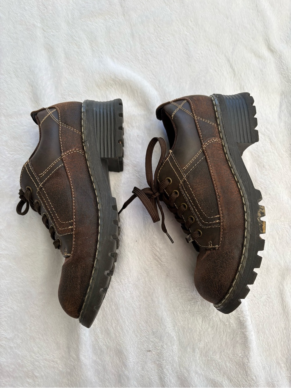 Mudd size 7.5 chunky y2k Brown Suede Leather Lace-Up platform Sneakers delia - Picture 6 of 12